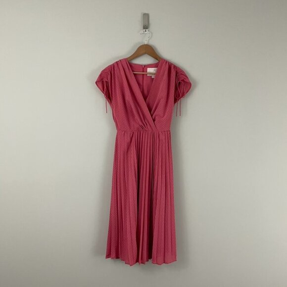 Gal Meets Glam Angelica Pink Pleated Fit & Flare Dress Size 0 - Picture 1 of 7
